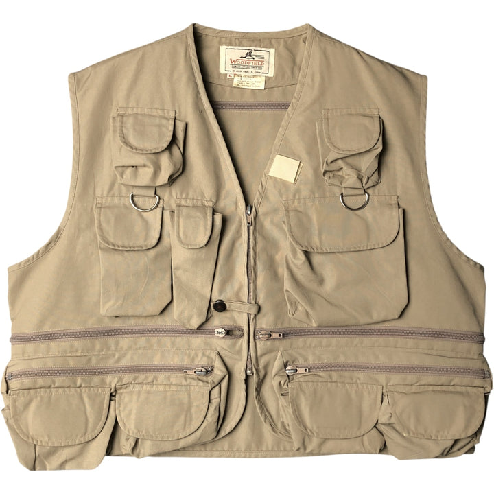 Vintage 80s-90'S WOODFIELD fishing vest, men's size L polyester Beige type Vintage Second Hand