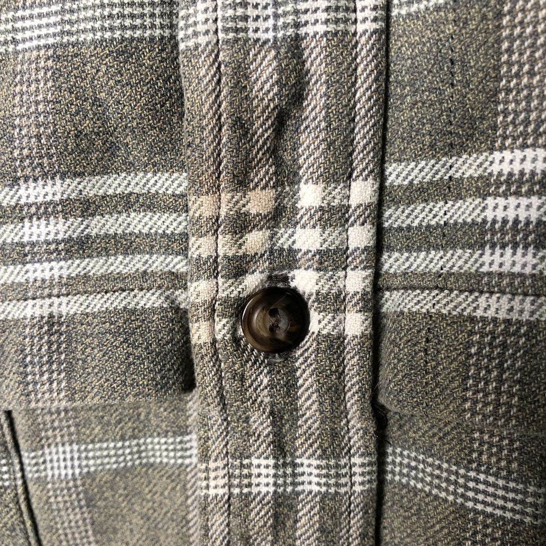 Eddie Bauer LEGENDS Long Sleeve Light Flannel Check Shirt, Men's Size Medium cotton Khaki type sage green Vintage Second Hand