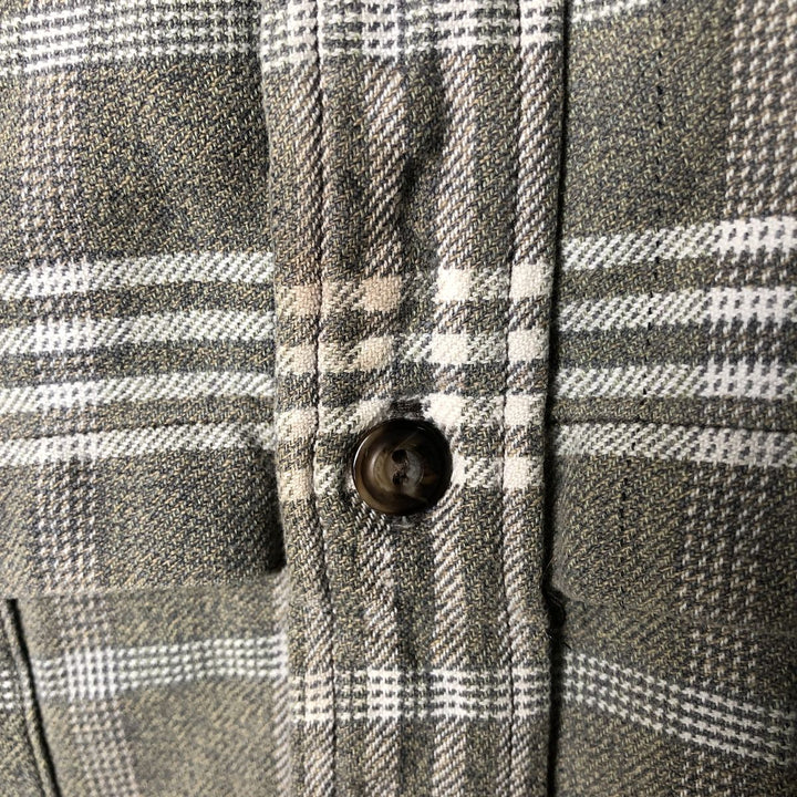 Eddie Bauer LEGENDS Long Sleeve Light Flannel Check Shirt, Men's Size Medium cotton Khaki type sage green Vintage Second Hand