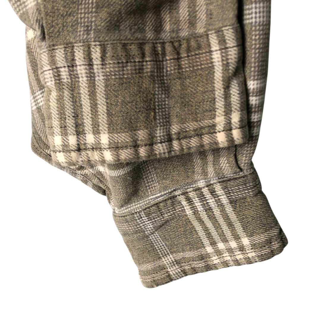 Eddie Bauer LEGENDS Long Sleeve Light Flannel Check Shirt, Men's Size Medium cotton Khaki type sage green Vintage Second Hand
