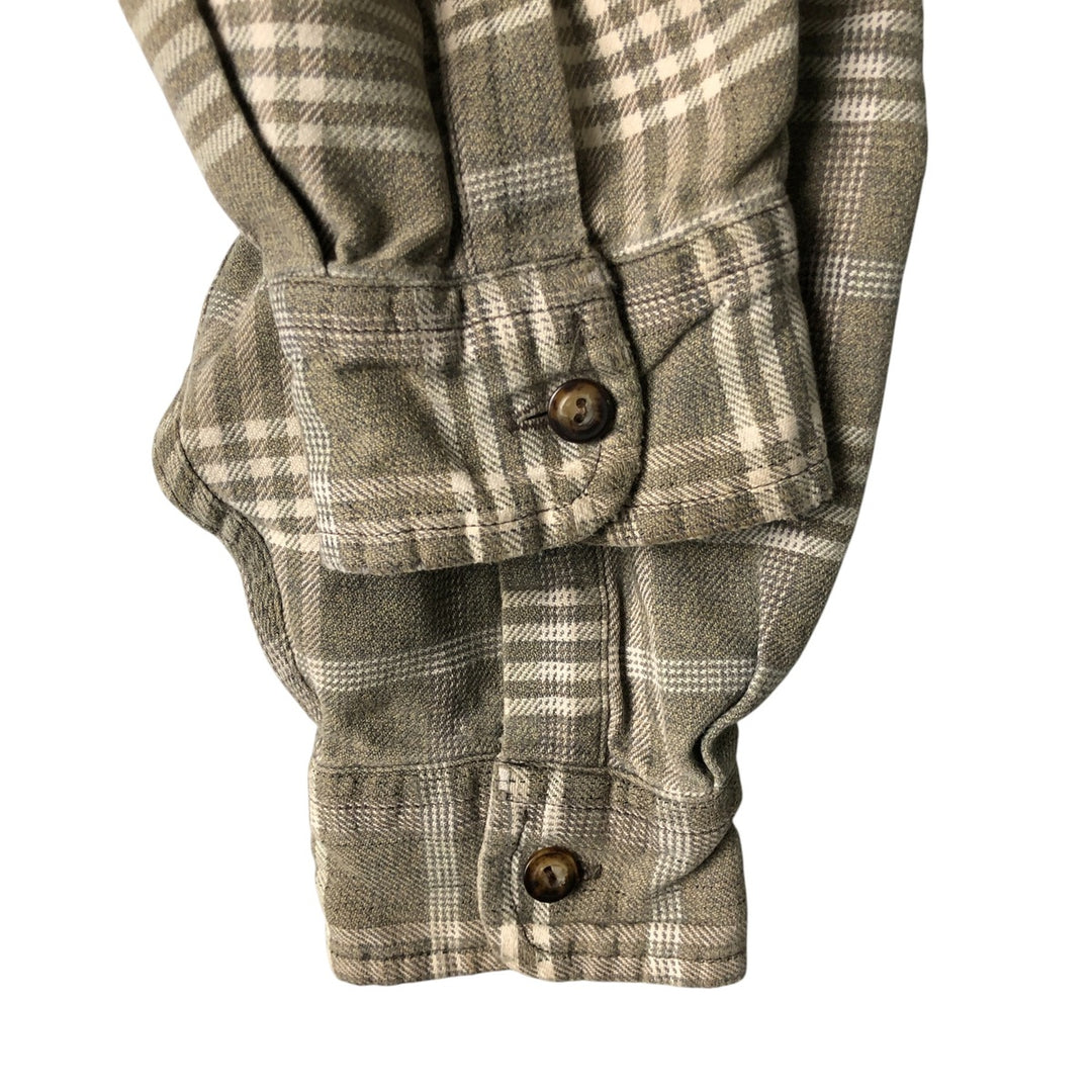 Eddie Bauer LEGENDS Long Sleeve Light Flannel Check Shirt, Men's Size Medium cotton Khaki type sage green Vintage Second Hand