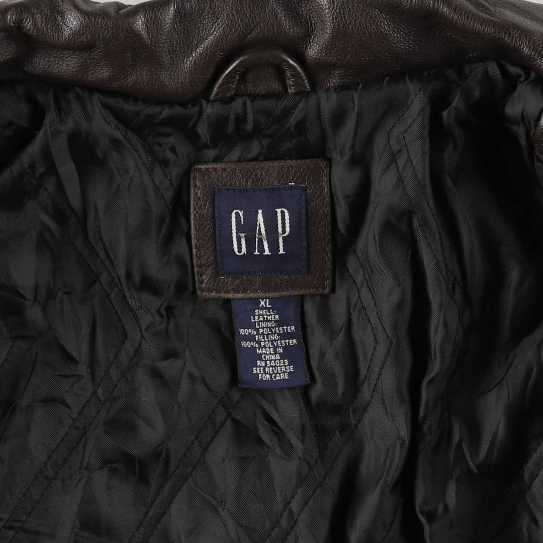 2000'S GAP Swing Top Padded Leather Blouson Jacket, Women's Size XL genuine leather brown type Vintage Second Hand