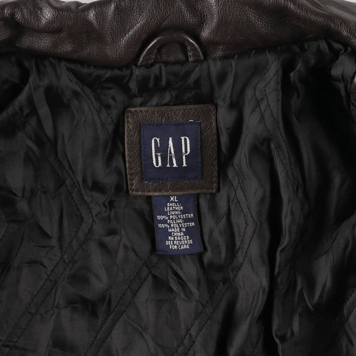 2000'S GAP Swing Top Padded Leather Blouson Jacket, Women's Size XL genuine leather brown type Vintage Second Hand