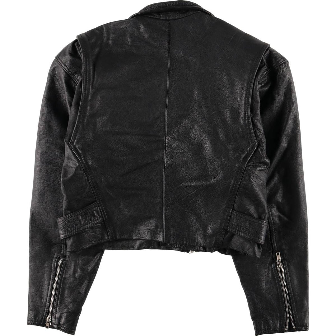 90'S Wilsons Leather Double Rider Jacket, Women's Size Medium, Vintage genuine leather black type Vintage Second Hand