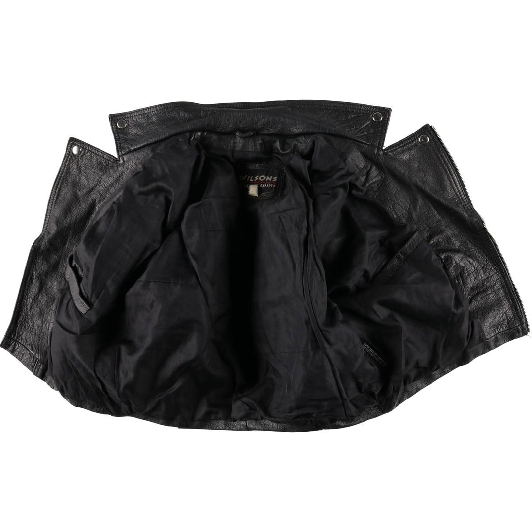 90'S Wilsons Leather Double Rider Jacket, Women's Size Medium, Vintage genuine leather black type Vintage Second Hand