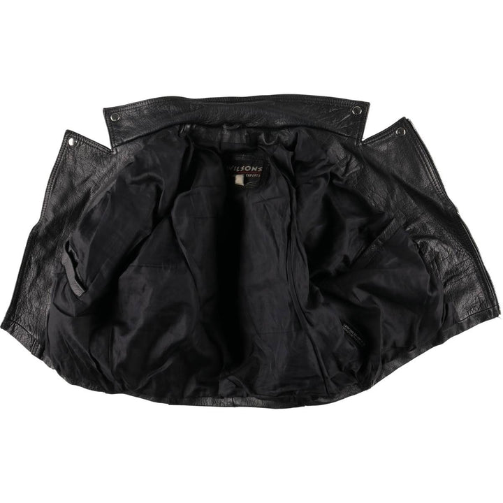 90'S Wilsons Leather Double Rider Jacket, Women's Size Medium, Vintage genuine leather black type Vintage Second Hand