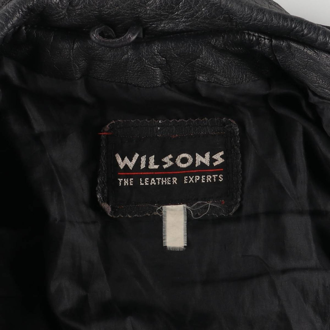 90'S Wilsons Leather Double Rider Jacket, Women's Size Medium, Vintage genuine leather black type Vintage Second Hand