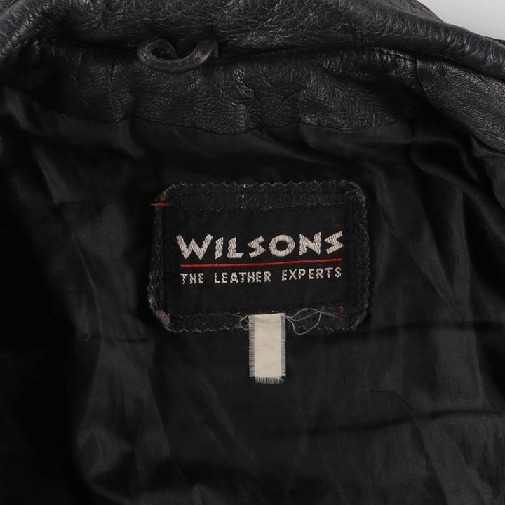 90'S Wilsons Leather Double Rider Jacket, Women's Size Medium, Vintage genuine leather black type Vintage Second Hand