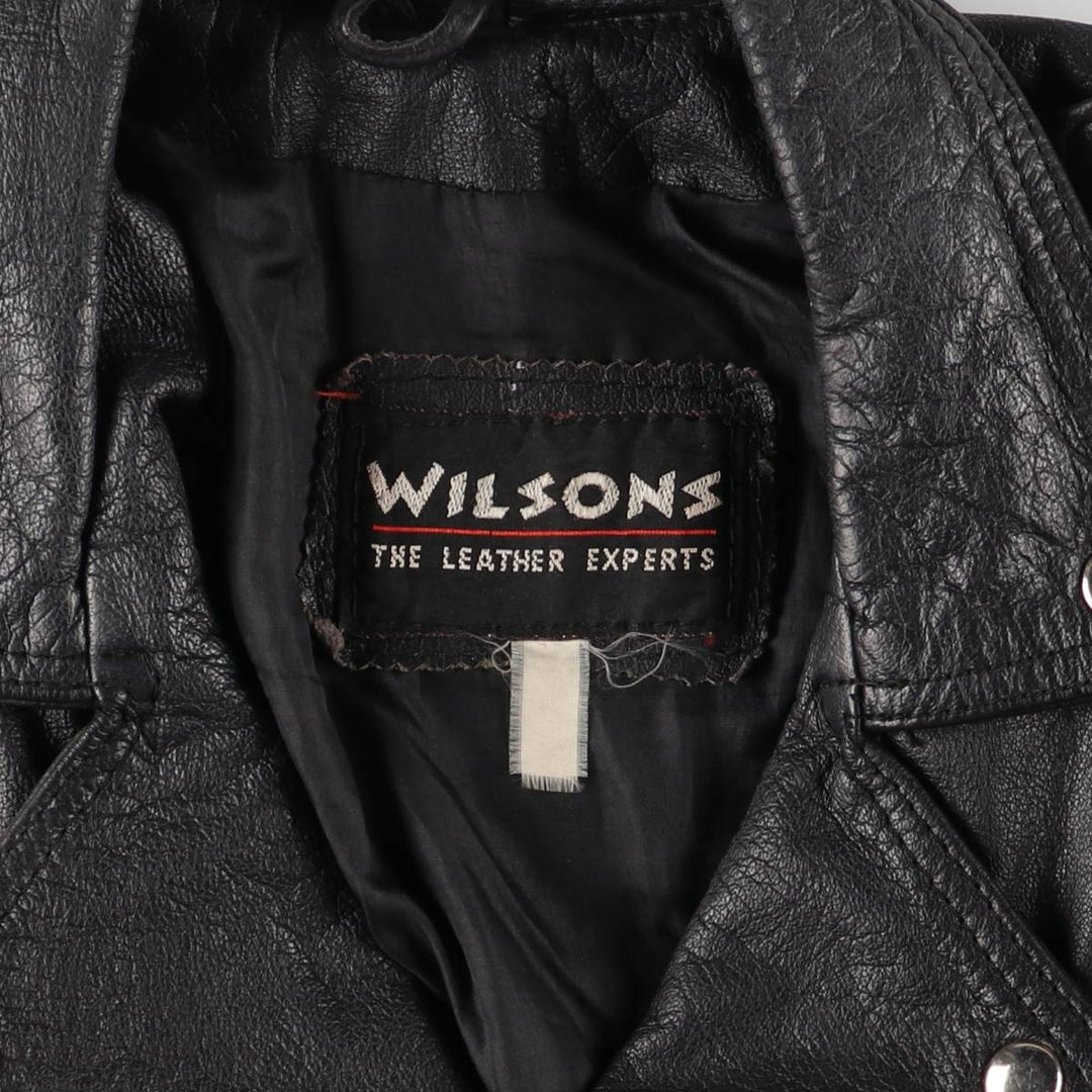 90'S Wilsons Leather Double Rider Jacket, Women's Size Medium, Vintage genuine leather black type Vintage Second Hand