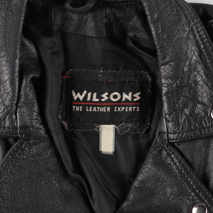 90'S Wilsons Leather Double Rider Jacket, Women's Size Medium, Vintage genuine leather black type Vintage Second Hand