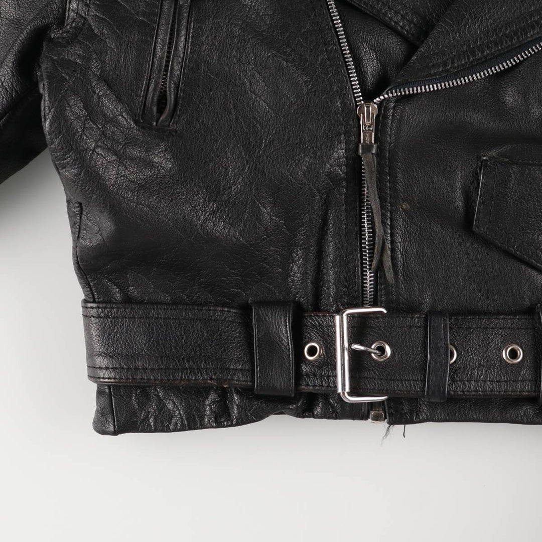 90'S Wilsons Leather Double Rider Jacket, Women's Size Medium, Vintage genuine leather black type Vintage Second Hand