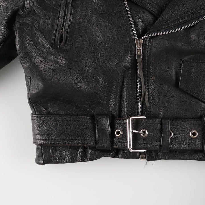 90'S Wilsons Leather Double Rider Jacket, Women's Size Medium, Vintage genuine leather black type Vintage Second Hand