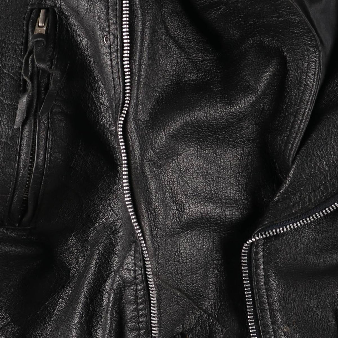 90'S Wilsons Leather Double Rider Jacket, Women's Size Medium, Vintage genuine leather black type Vintage Second Hand