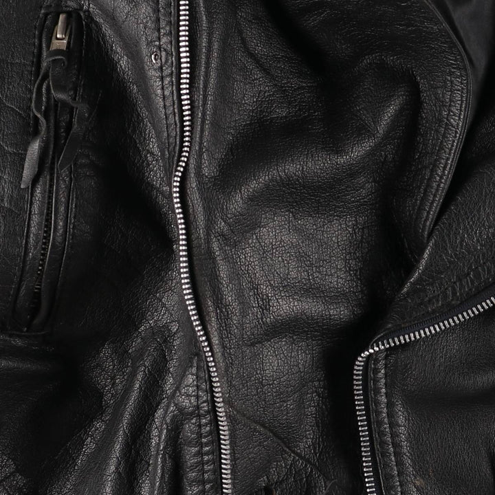 90'S Wilsons Leather Double Rider Jacket, Women's Size Medium, Vintage genuine leather black type Vintage Second Hand