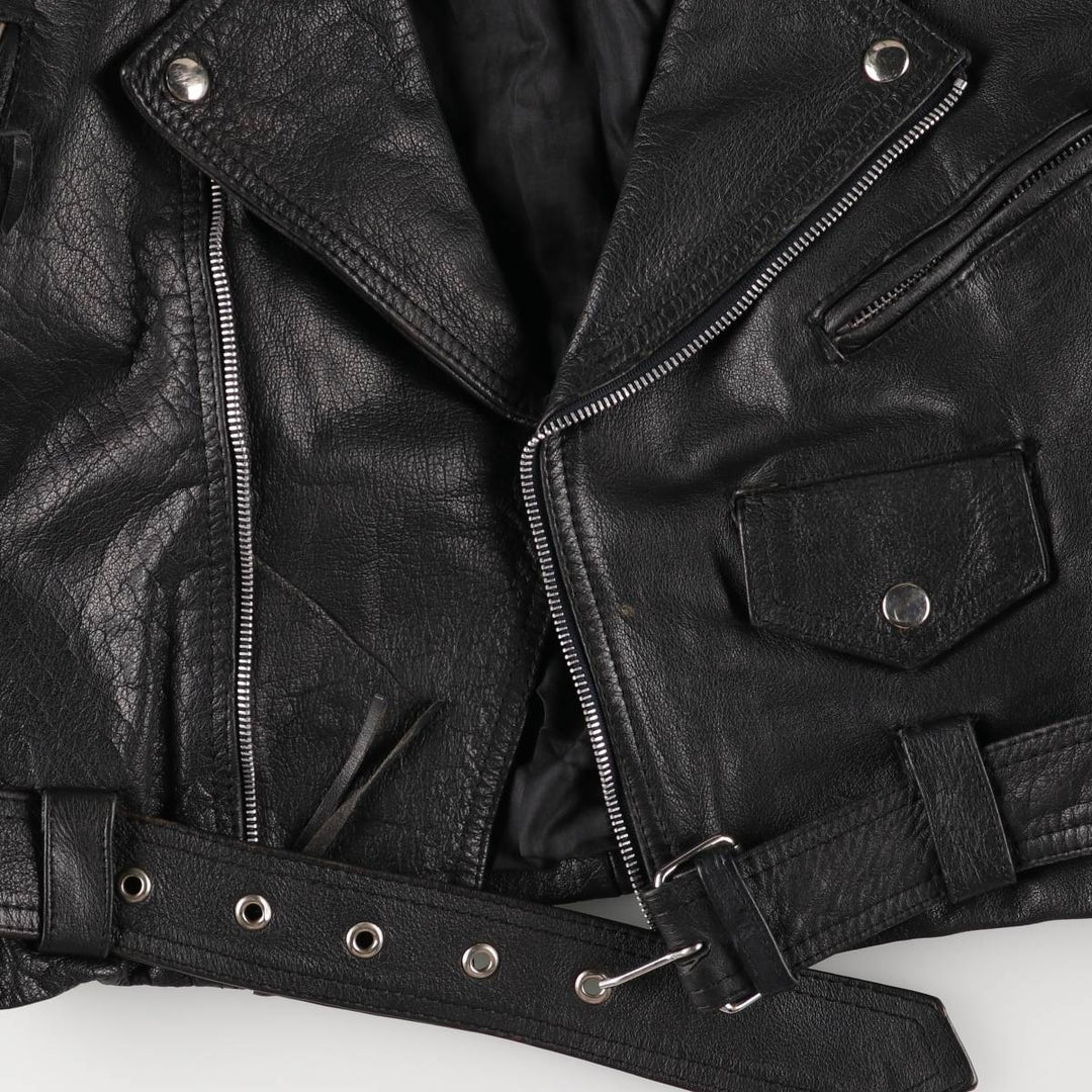 90'S Wilsons Leather Double Rider Jacket, Women's Size Medium, Vintage genuine leather black type Vintage Second Hand