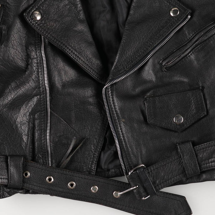 90'S Wilsons Leather Double Rider Jacket, Women's Size Medium, Vintage genuine leather black type Vintage Second Hand