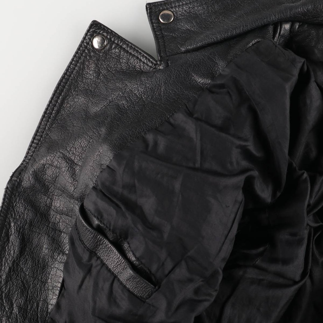 90'S Wilsons Leather Double Rider Jacket, Women's Size Medium, Vintage genuine leather black type Vintage Second Hand