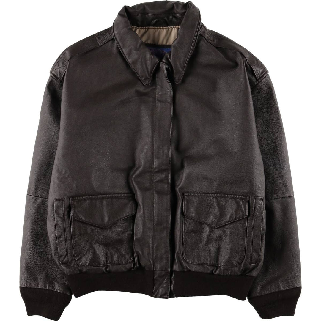 90'S Airborne A-2 Style Padded Leather Flight Jacket, Women's, Size Medium, Vintage genuine leather brown type Vintage Second Hand