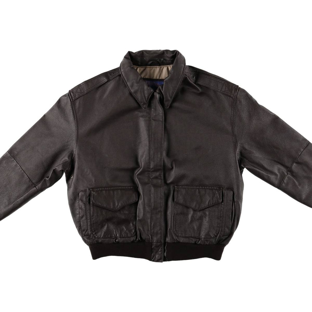 90'S Airborne A-2 Style Padded Leather Flight Jacket, Women's, Size Medium, Vintage genuine leather brown type Vintage Second Hand