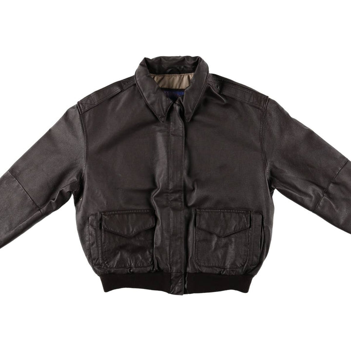 90'S Airborne A-2 Style Padded Leather Flight Jacket, Women's, Size Medium, Vintage genuine leather brown type Vintage Second Hand