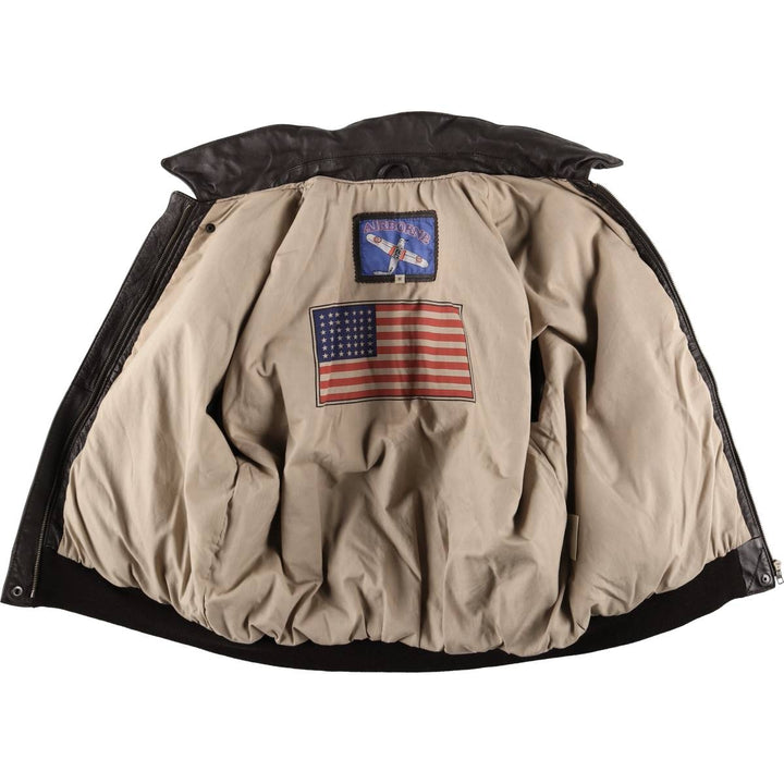 90'S Airborne A-2 Style Padded Leather Flight Jacket, Women's, Size Medium, Vintage genuine leather brown type Vintage Second Hand