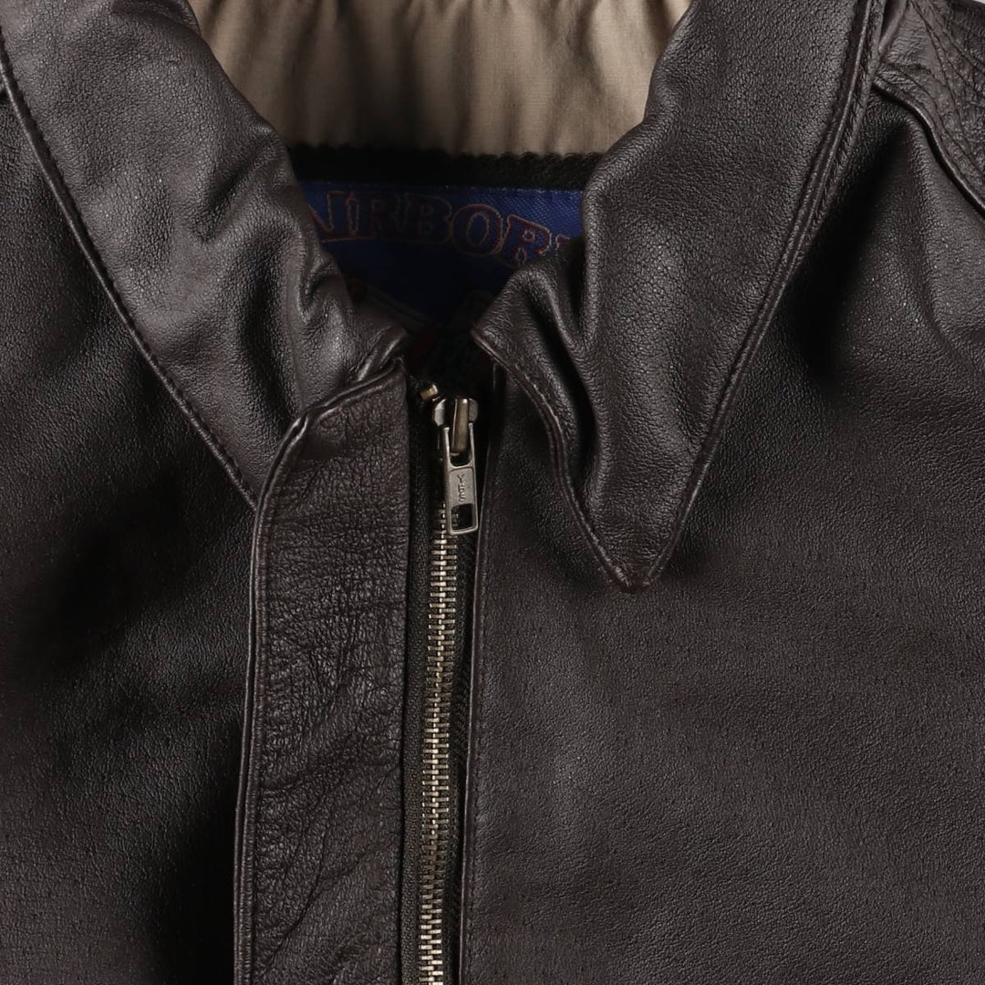 90'S Airborne A-2 Style Padded Leather Flight Jacket, Women's, Size Medium, Vintage genuine leather brown type Vintage Second Hand