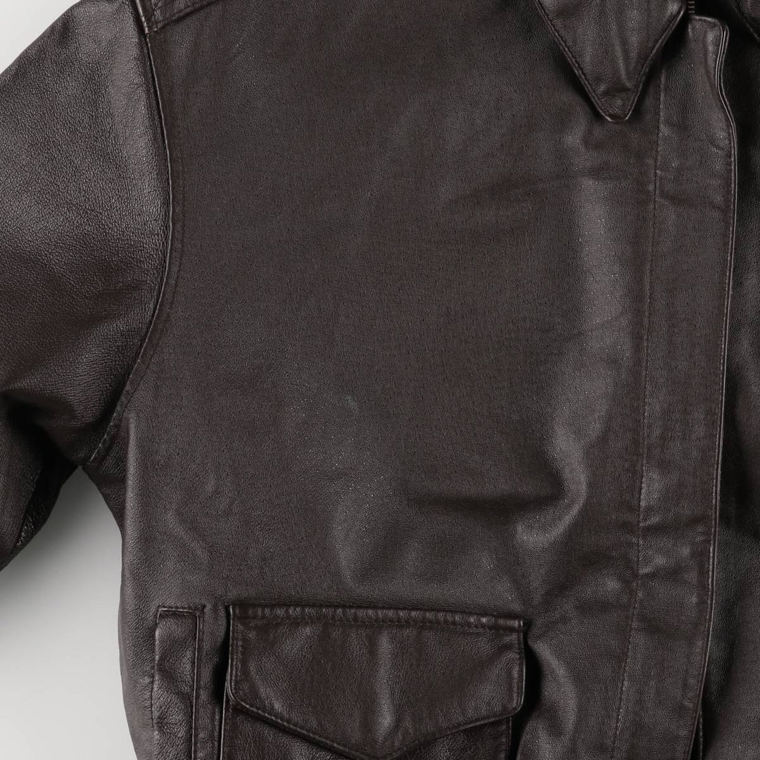 90'S Airborne A-2 Style Padded Leather Flight Jacket, Women's, Size Medium, Vintage genuine leather brown type Vintage Second Hand