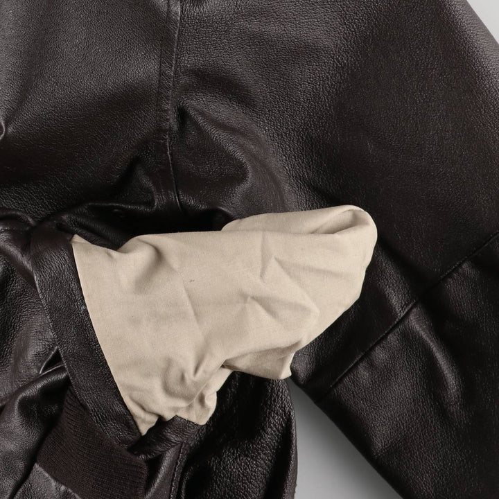 90'S Airborne A-2 Style Padded Leather Flight Jacket, Women's, Size Medium, Vintage genuine leather brown type Vintage Second Hand