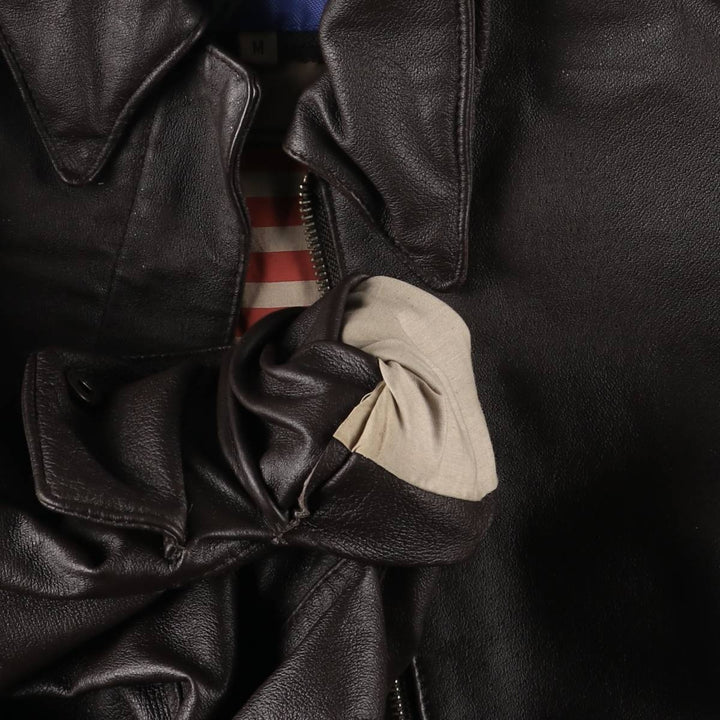 90'S Airborne A-2 Style Padded Leather Flight Jacket, Women's, Size Medium, Vintage genuine leather brown type Vintage Second Hand