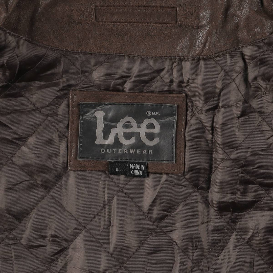 Lee Padded Leather Parka, Women's, Size L genuine leather brown type Vintage Second Hand