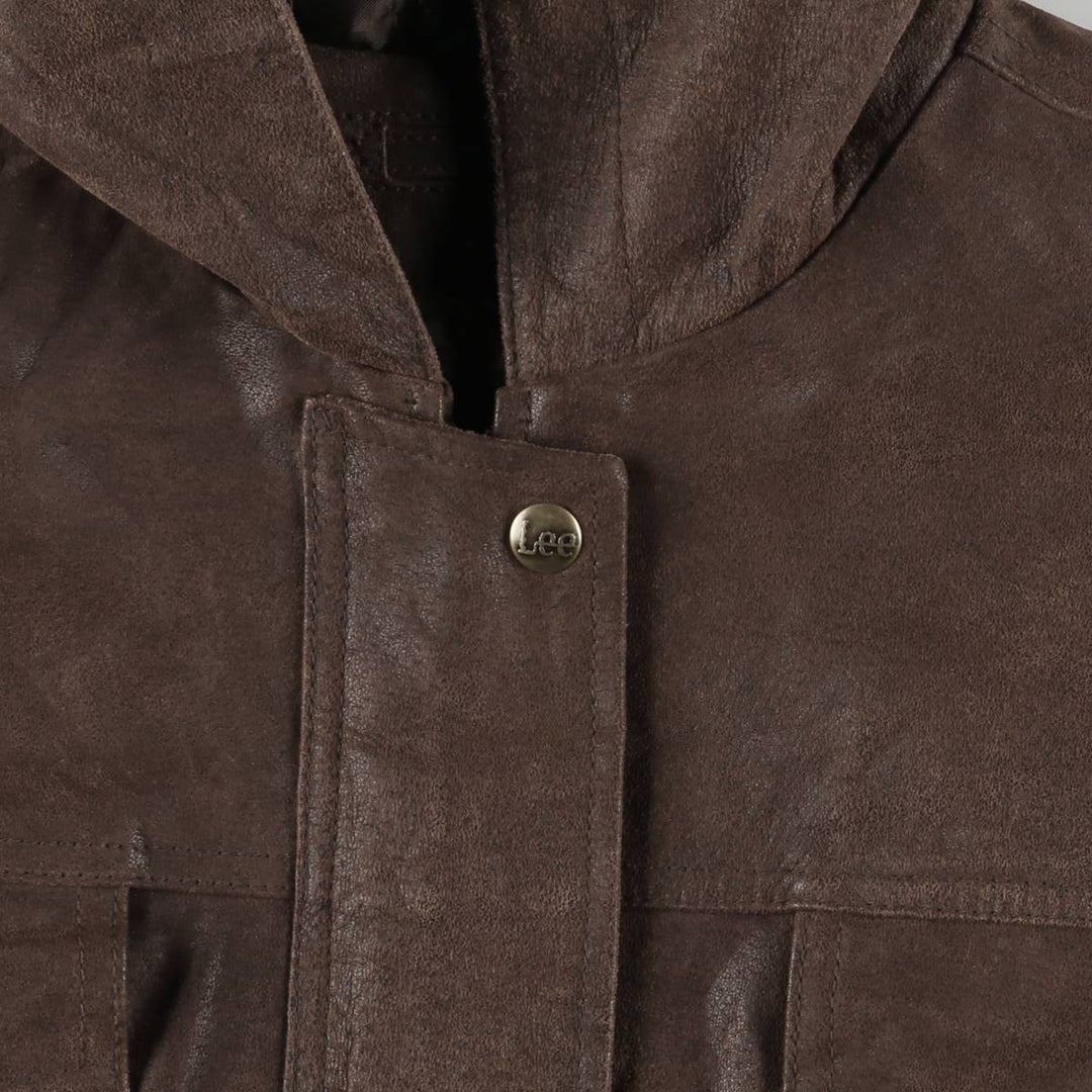 Lee Padded Leather Parka, Women's, Size L genuine leather brown type Vintage Second Hand