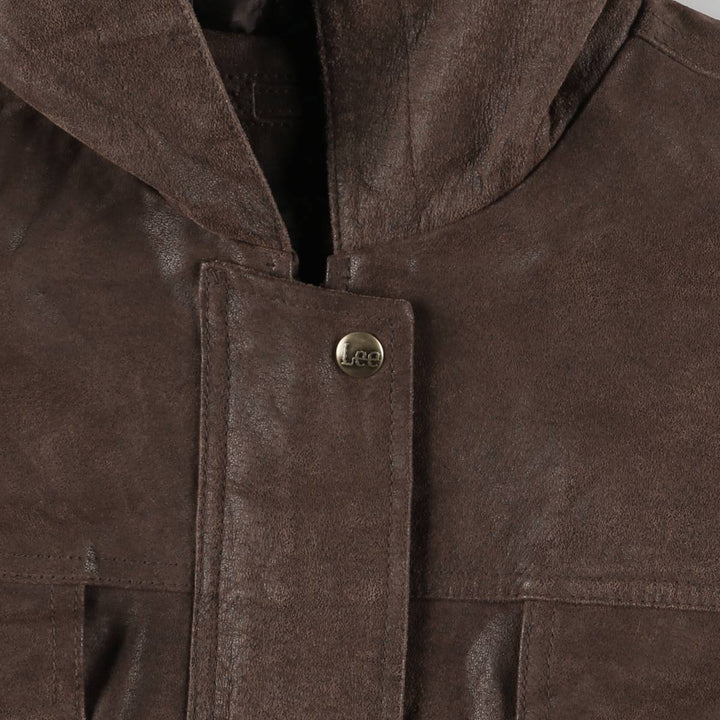 Lee Padded Leather Parka, Women's, Size L genuine leather brown type Vintage Second Hand