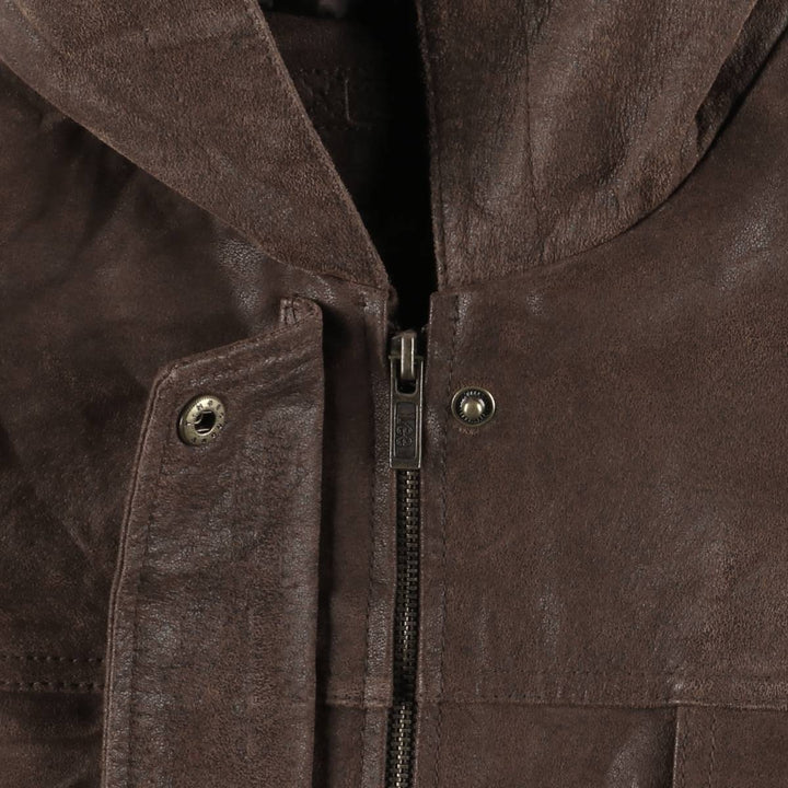 Lee Padded Leather Parka, Women's, Size L genuine leather brown type Vintage Second Hand