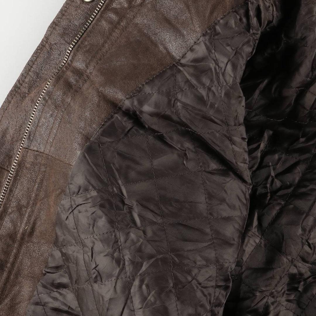 Lee Padded Leather Parka, Women's, Size L genuine leather brown type Vintage Second Hand