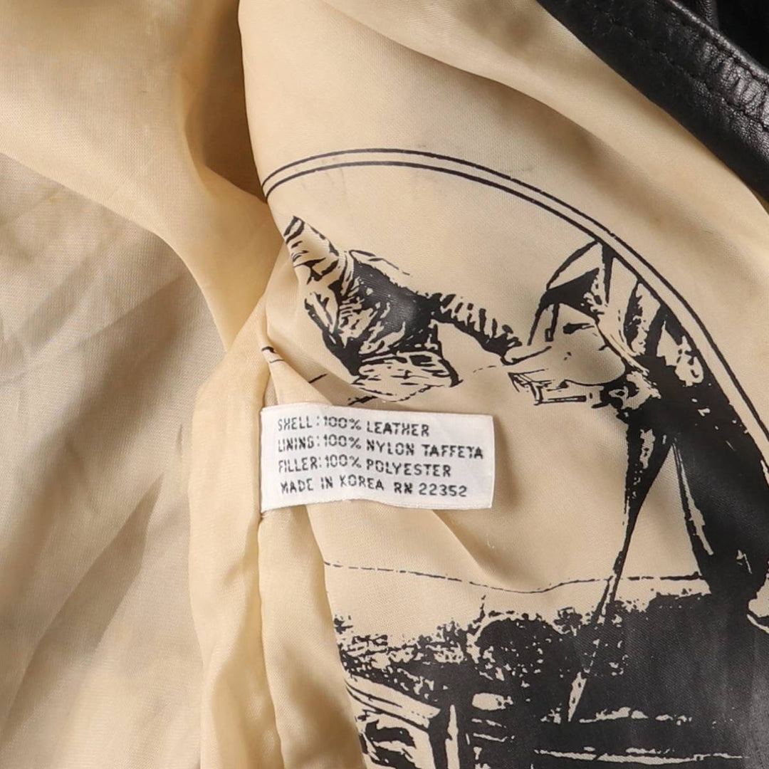 Padded leather blouson jacket, women's size L genuine leather black type Vintage Second Hand