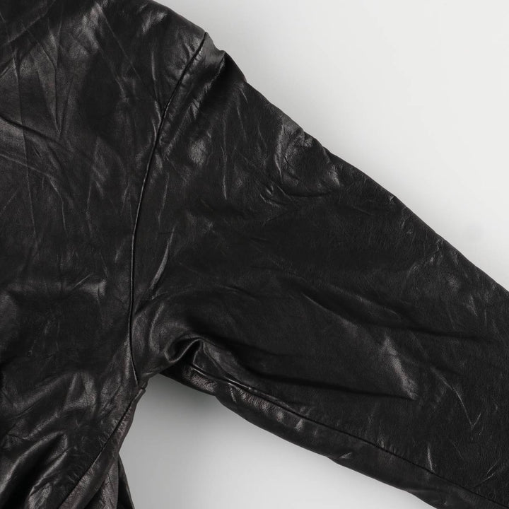 Padded leather blouson jacket, women's size L genuine leather black type Vintage Second Hand