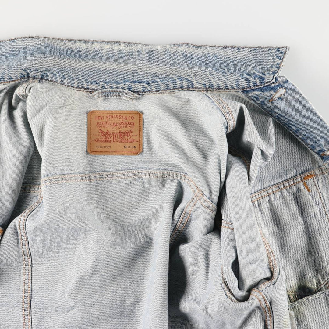 90'S Levi's 70507-0389 denim jacket, denim jacket, made in USA, men's size M, vintage cotton blue type Vintage Second Hand