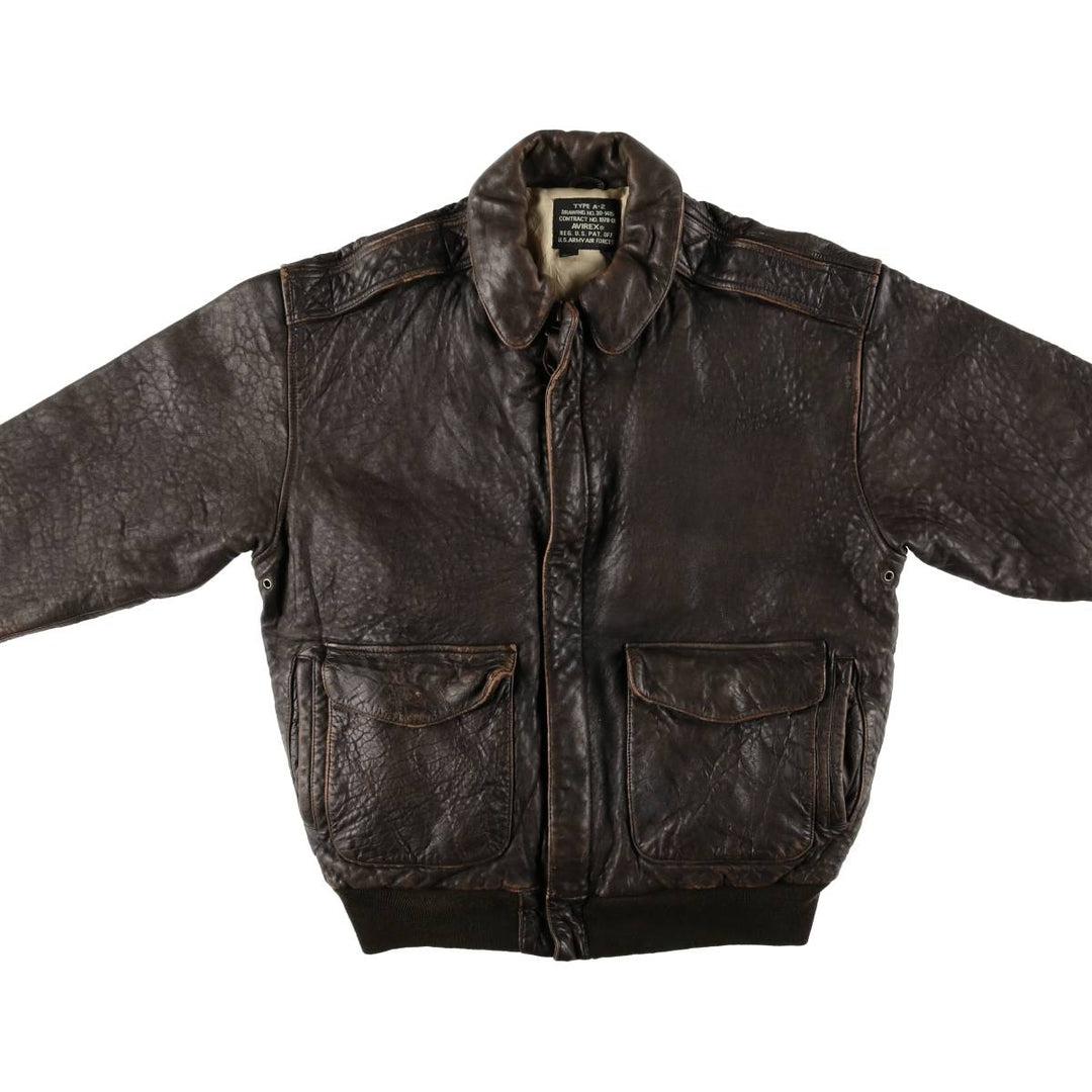 AVIREX A-2 USAIR FORCE Padded Leather Flight Jacket, Men's Size L, Vintage genuine leather brown type Vintage Second Hand