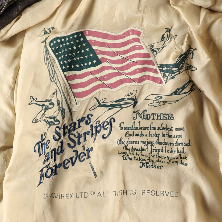 AVIREX A-2 USAIR FORCE Padded Leather Flight Jacket, Men's Size L, Vintage genuine leather brown type Vintage Second Hand