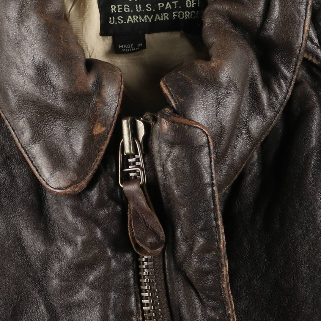 AVIREX A-2 USAIR FORCE Padded Leather Flight Jacket, Men's Size L, Vintage genuine leather brown type Vintage Second Hand