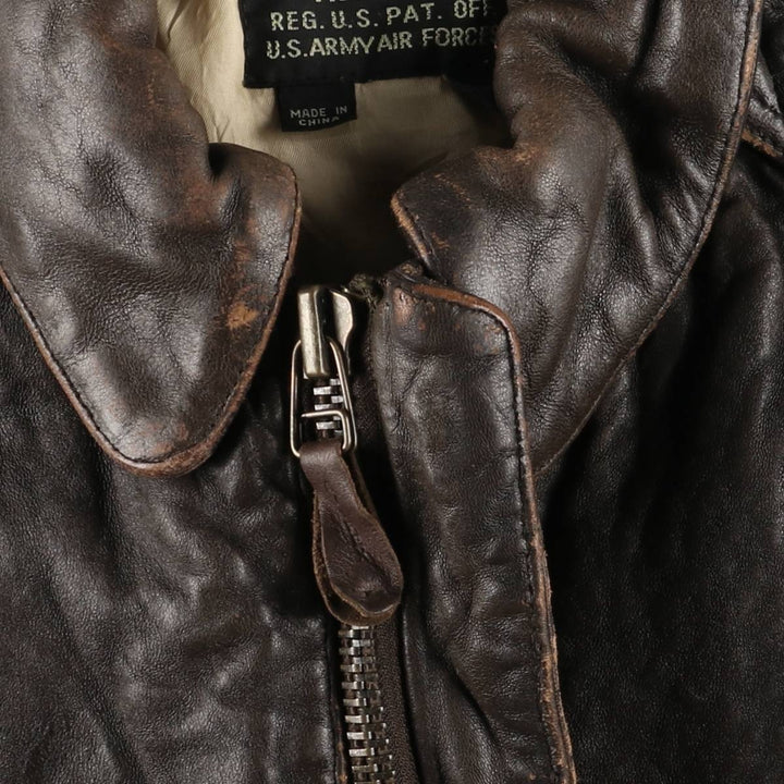 AVIREX A-2 USAIR FORCE Padded Leather Flight Jacket, Men's Size L, Vintage genuine leather brown type Vintage Second Hand