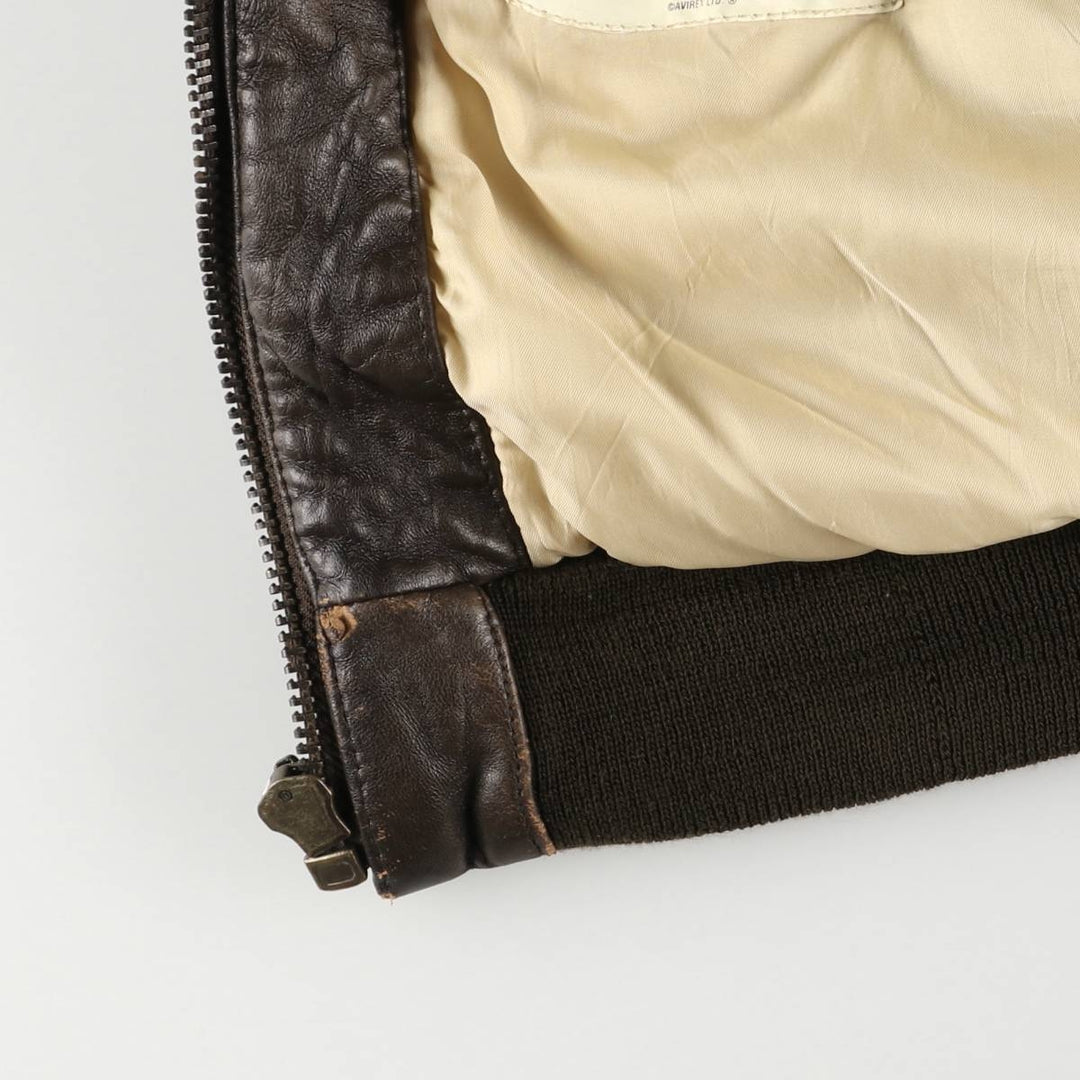 AVIREX A-2 USAIR FORCE Padded Leather Flight Jacket, Men's Size L, Vintage genuine leather brown type Vintage Second Hand