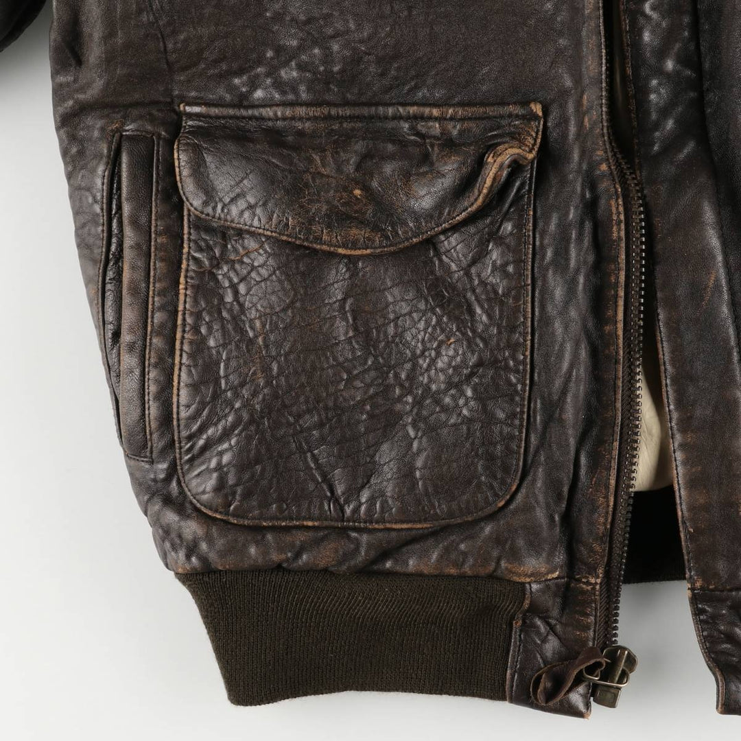 AVIREX A-2 USAIR FORCE Padded Leather Flight Jacket, Men's Size L, Vintage genuine leather brown type Vintage Second Hand