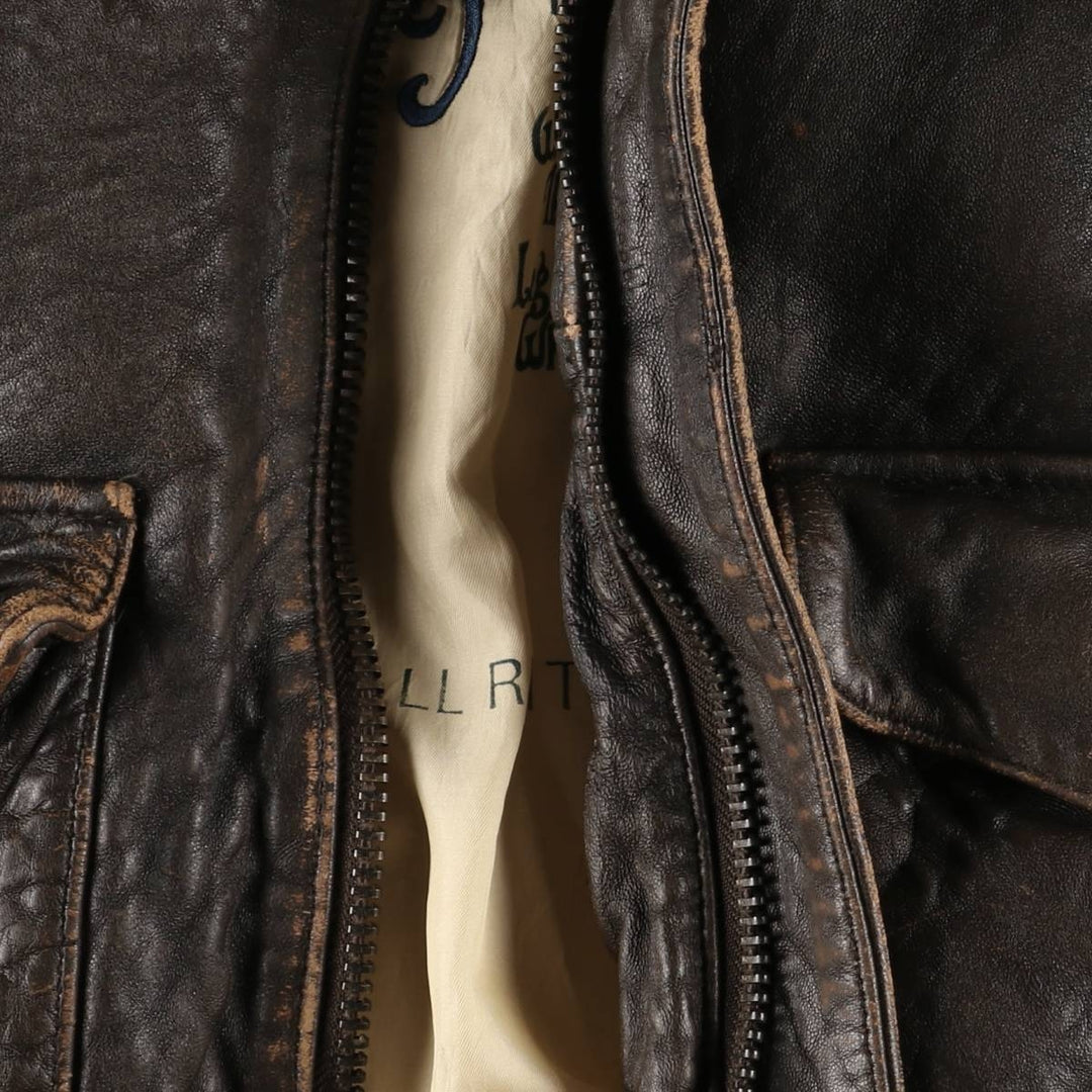 AVIREX A-2 USAIR FORCE Padded Leather Flight Jacket, Men's Size L, Vintage genuine leather brown type Vintage Second Hand