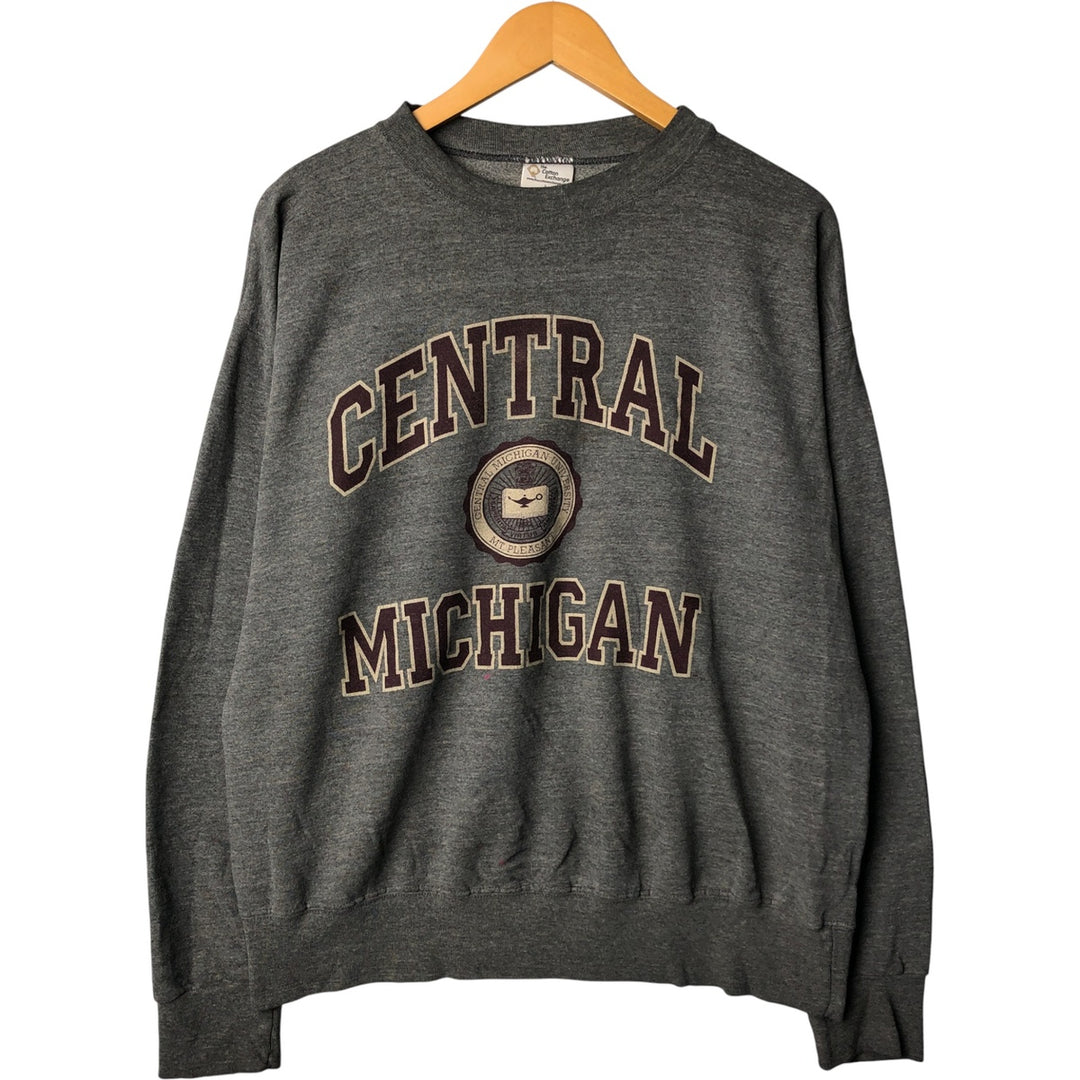 90'S The Cotton Exchange College Sweatshirt, Made in USA, Men's Size L, Vintage cotton Charcoal Vintage Second Hand
