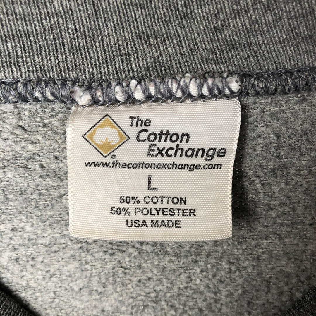 90'S The Cotton Exchange College Sweatshirt, Made in USA, Men's Size L, Vintage cotton Charcoal Vintage Second Hand
