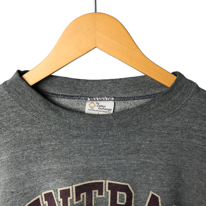 90'S The Cotton Exchange College Sweatshirt, Made in USA, Men's Size L, Vintage cotton Charcoal Vintage Second Hand