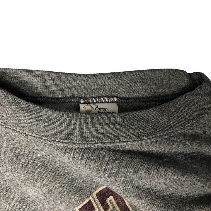 90'S The Cotton Exchange College Sweatshirt, Made in USA, Men's Size L, Vintage cotton Charcoal Vintage Second Hand