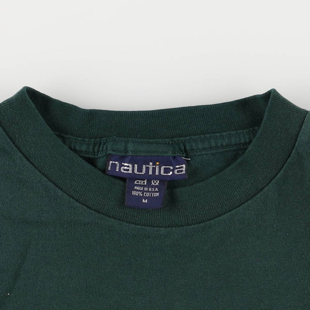 Vintage 90'S Nautica short-sleeved printed T-shirt, Made in USA, Men's Size Medium cotton Green type dark green Vintage Second Hand