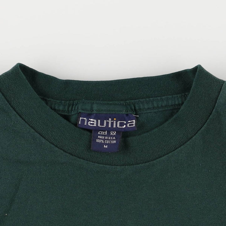Vintage 90'S Nautica short-sleeved printed T-shirt, Made in USA, Men's Size Medium cotton Green type dark green Vintage Second Hand